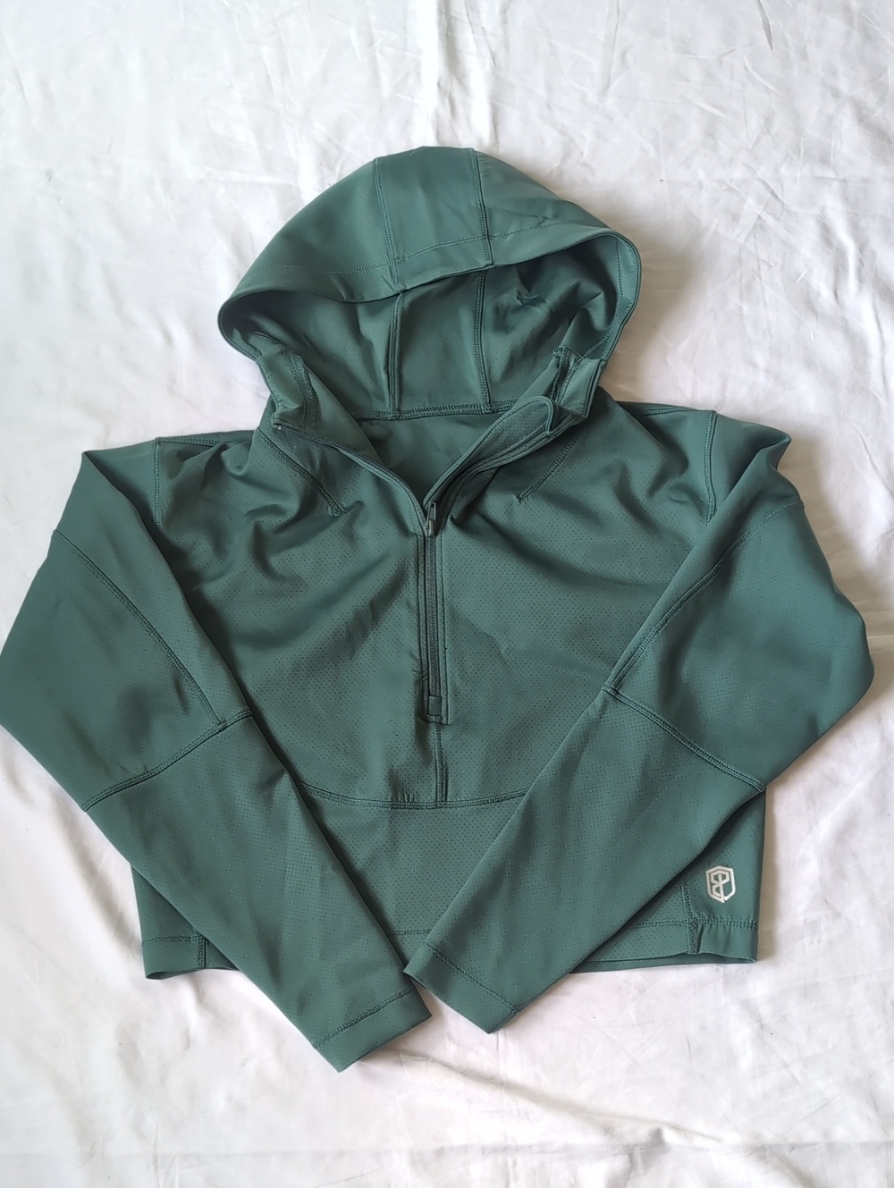 Born Primitive Women's Teal Hooded Half-Zip Crop Pullover
